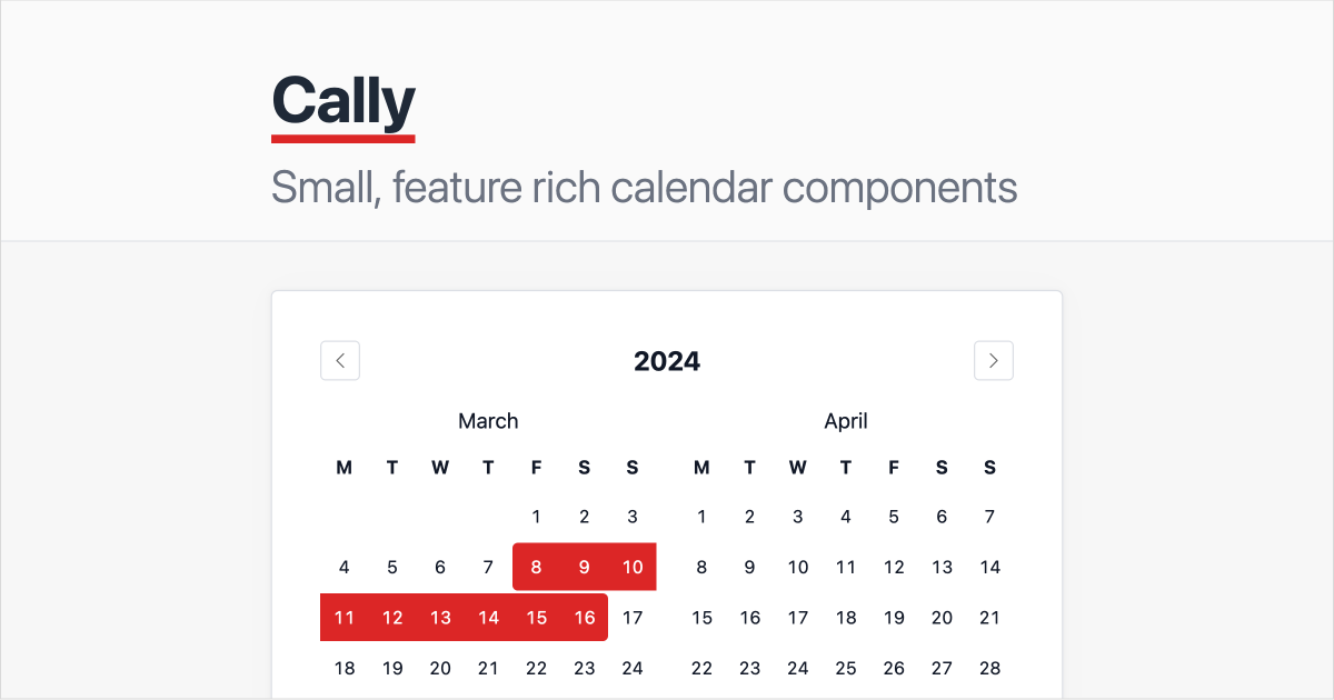 Small, Feature-Rich Calendar Components (Website)